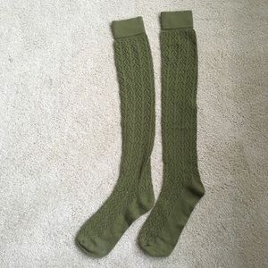 Anthropologie Knee High Crochet Green Socks